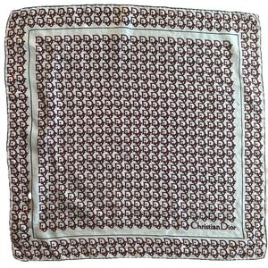 Vintage Christian Dior Silk Scarf Brown 18x19 Diorissimo Trotter Monogram Square